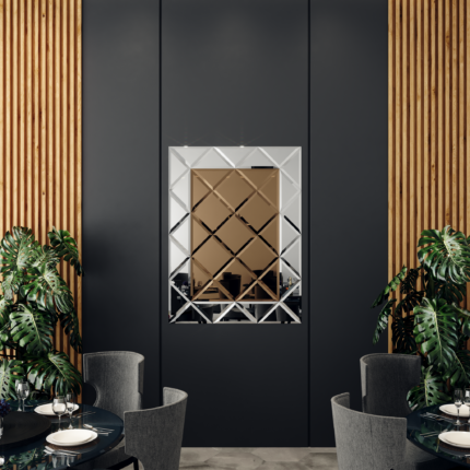 oglinda cu fazeta 80 x 120 cm argintiu/bronze