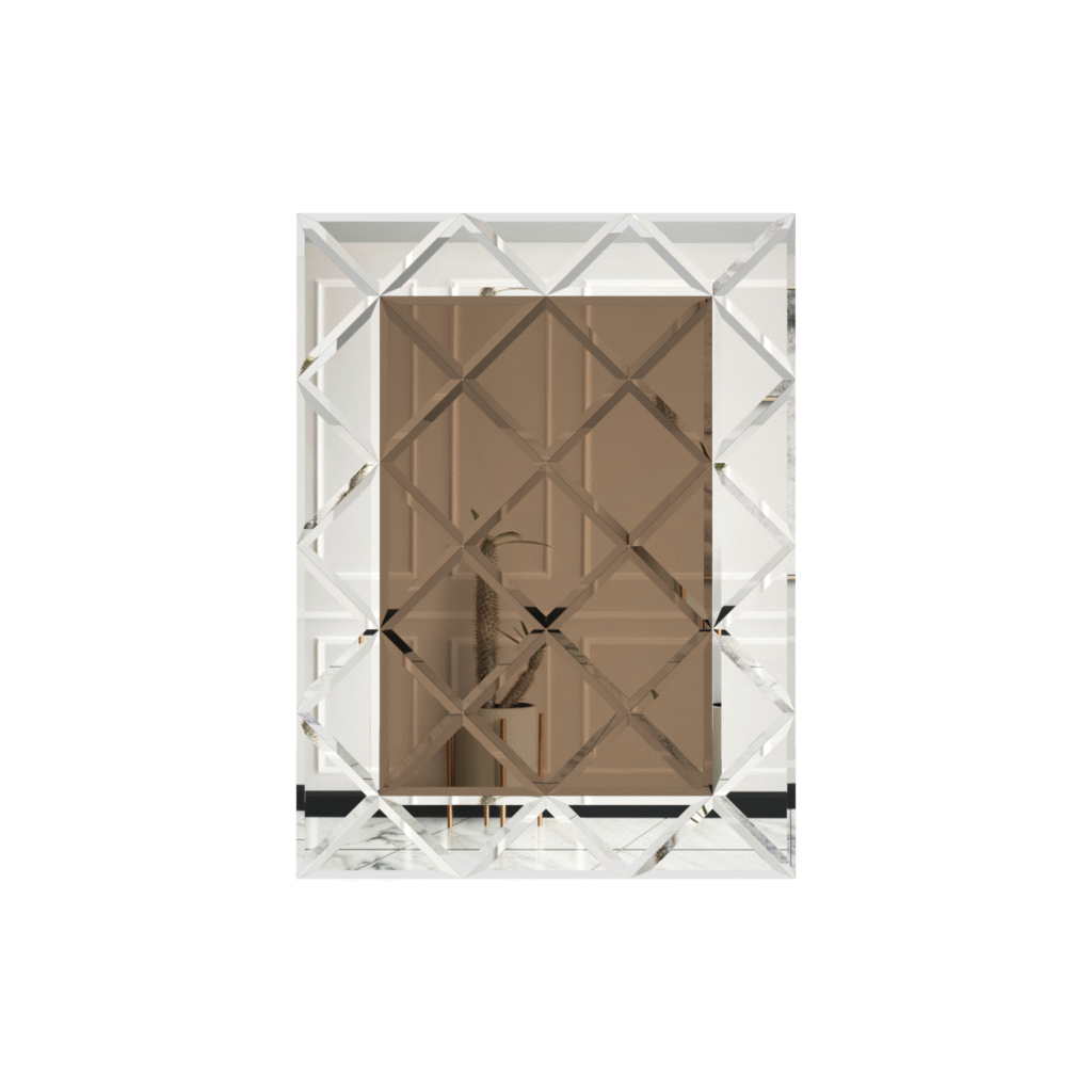 oglinda cu fazeta 80 x 120 cm argintiu/bronze