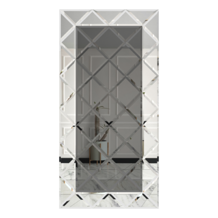 oglinda cu fazeta 80 x 120 cm argintiu/gri