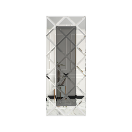 oglinda cu fazeta 80 x 120 cm argintiu/gri