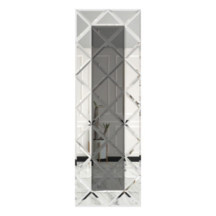 oglinda cu fazeta 80 x 120 cm argintiu/gri